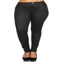 Load image into Gallery viewer, Womens Navy Blue Jean Jeggings with 3 Jewels on the Pockets
