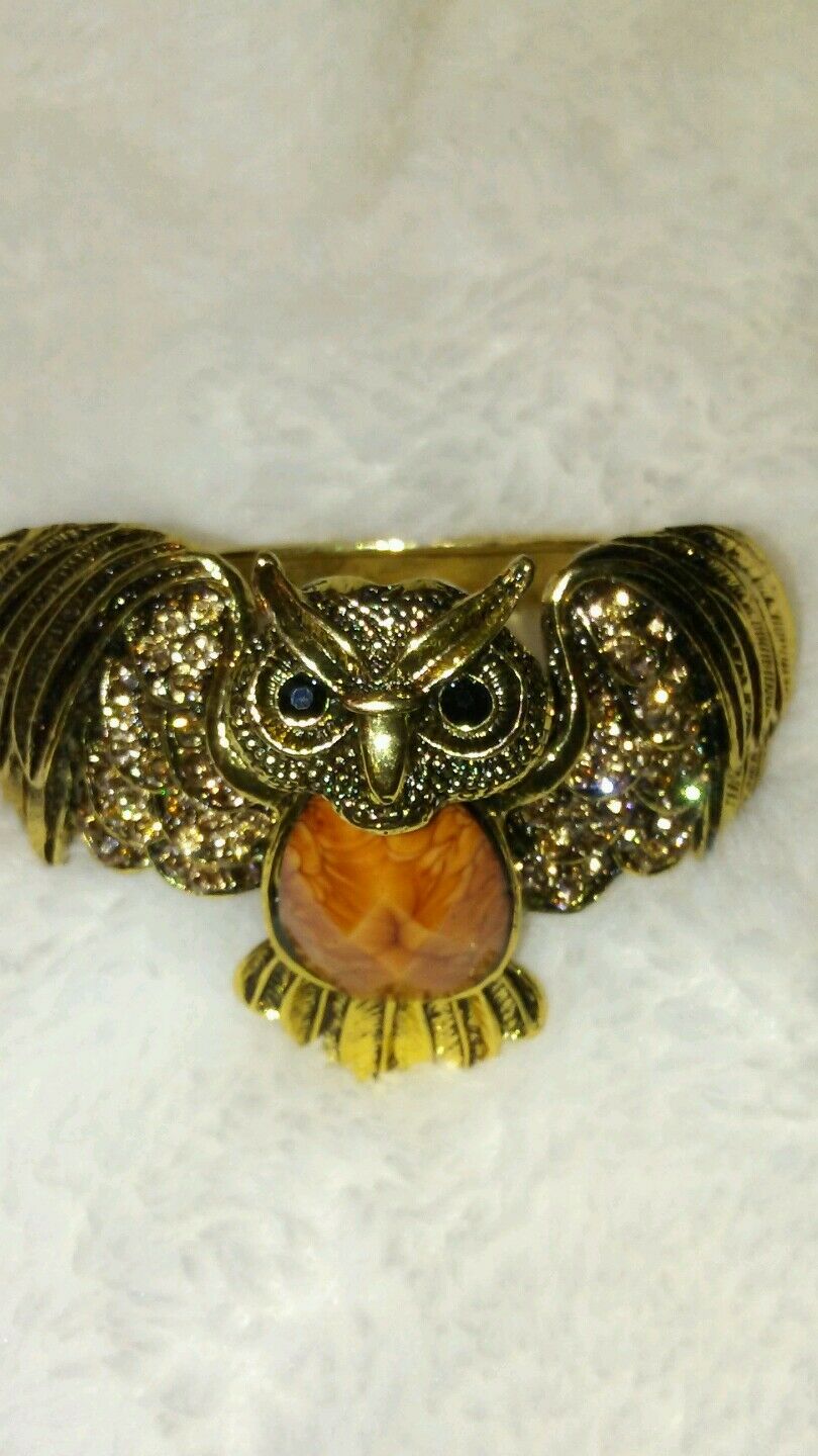 Womens Brown Owl Cuff Bracelet with a