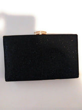 Load image into Gallery viewer, Womens Black Glitter Clutch Purse with Gotgeous Rhinestones
