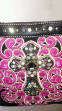 Load image into Gallery viewer, Montana West Cross Body Pink Western Purse with A Crystal Cros

