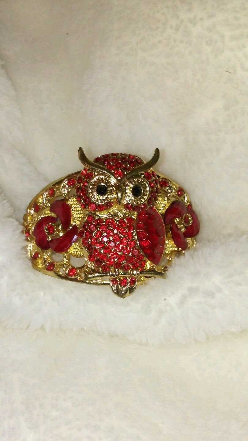 Womens Red Owl Cuff Bracelet