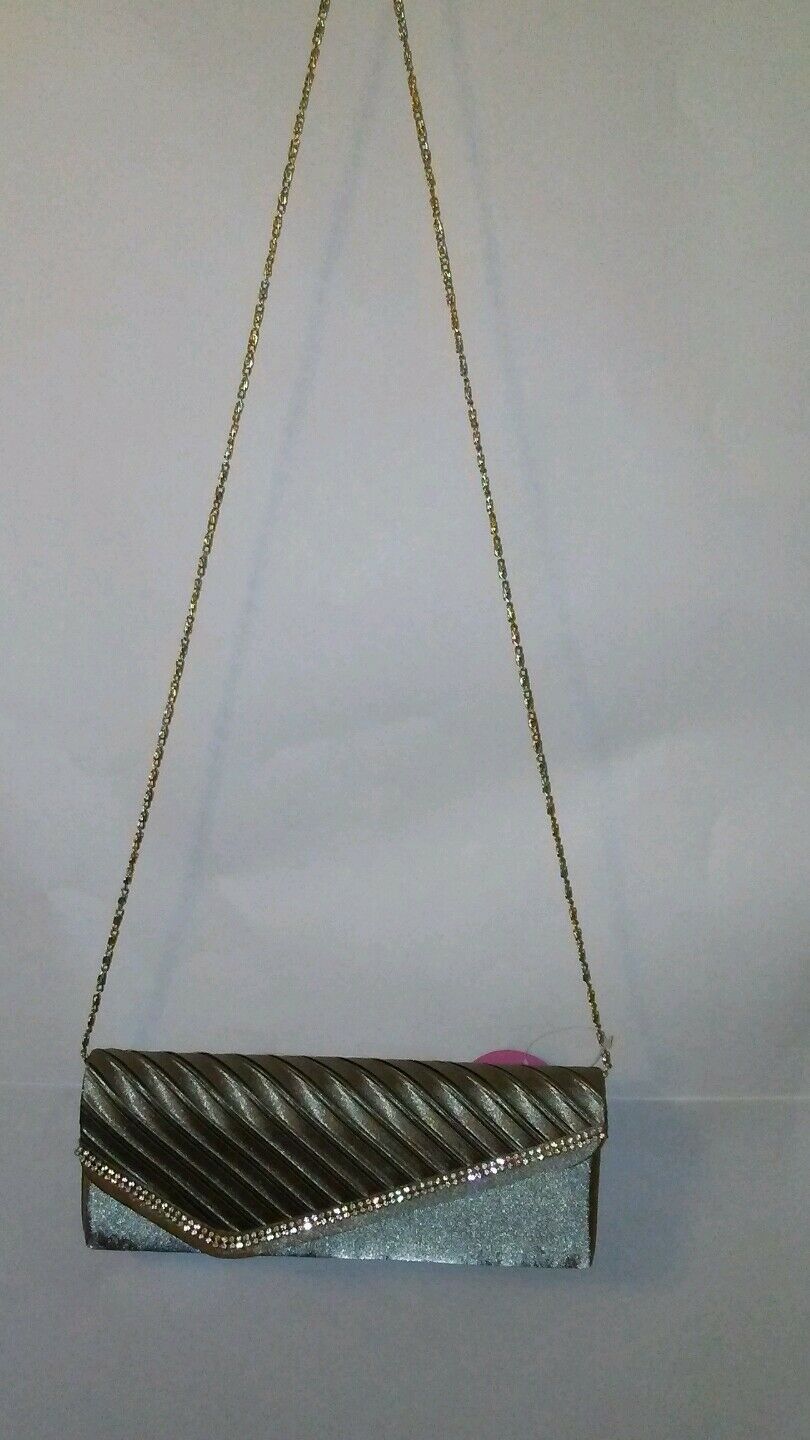 Womens Champaign Gray Clutch Evening  Prom Holiday Purse