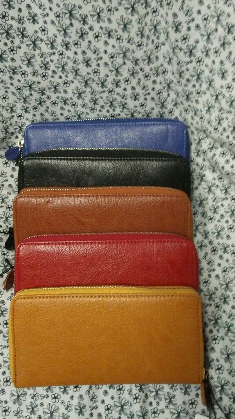 Womens Clutch Wallet Blue, Brown, Red, Tan, And Black