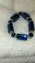 Load image into Gallery viewer, Womens True Blue Beaded Elastic Stretch Bracelet.
