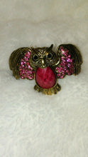 Load image into Gallery viewer, Womens Dark Pink  Owl Cuff Bracelet with Pink Rhinestones
