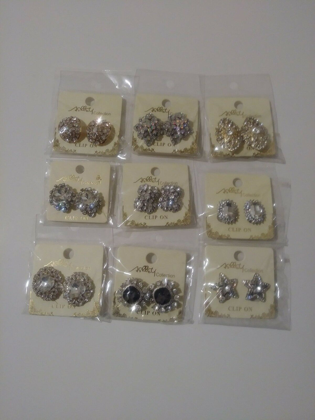 Lot of 9 Gorgeous Blingy Clip on Earrings