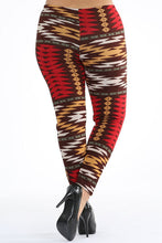 Load image into Gallery viewer, Womens Red Fleece Geometric Plus Size Leggings XL, 1X, 2X, 3X
