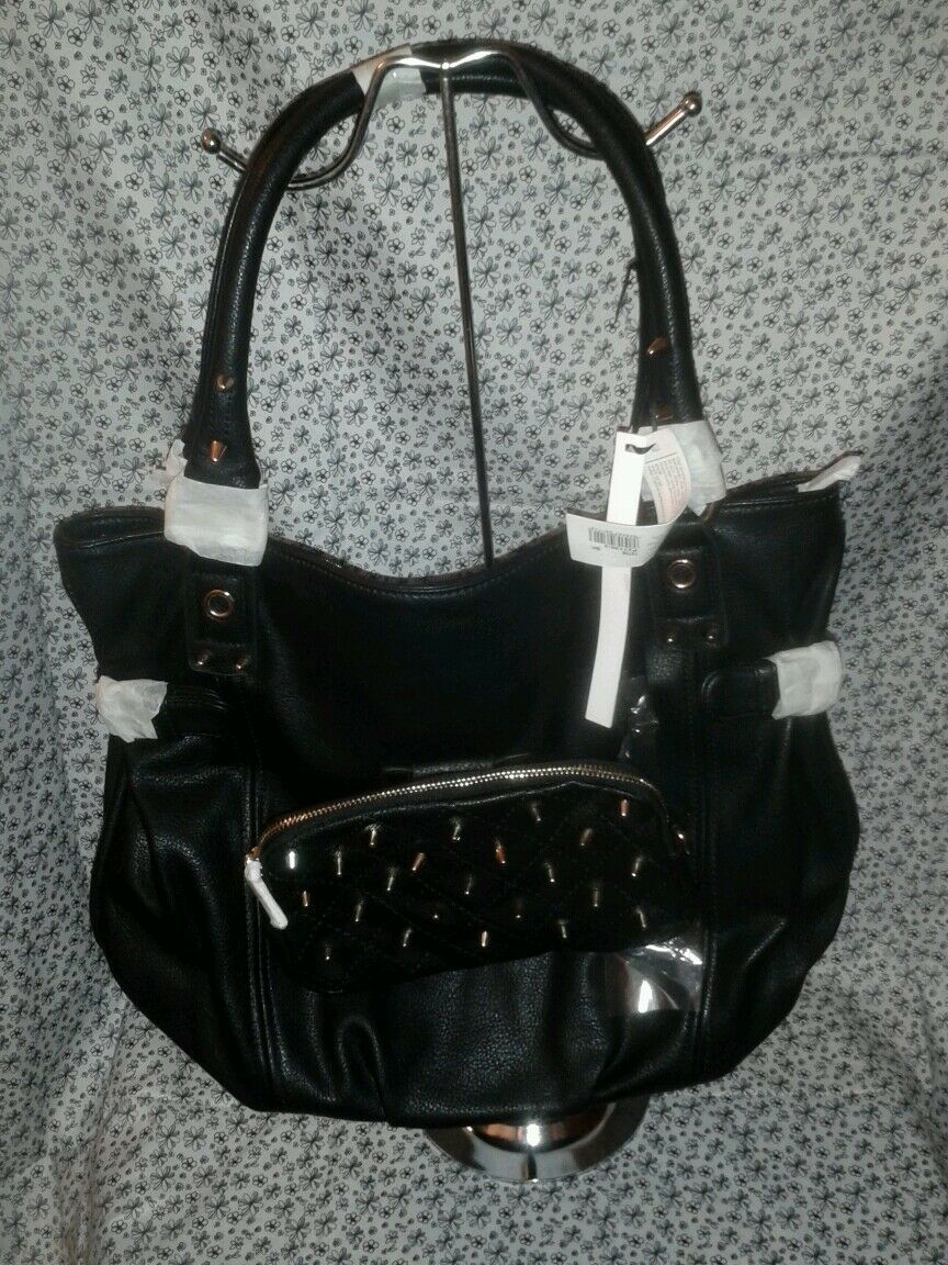 Womens Black Rock Star Casual Purse With Spikes On It