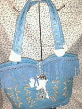 Load image into Gallery viewer, Montana West Cowgirl Turquoise Purse with a Rhinestone Cross on the Buckle
