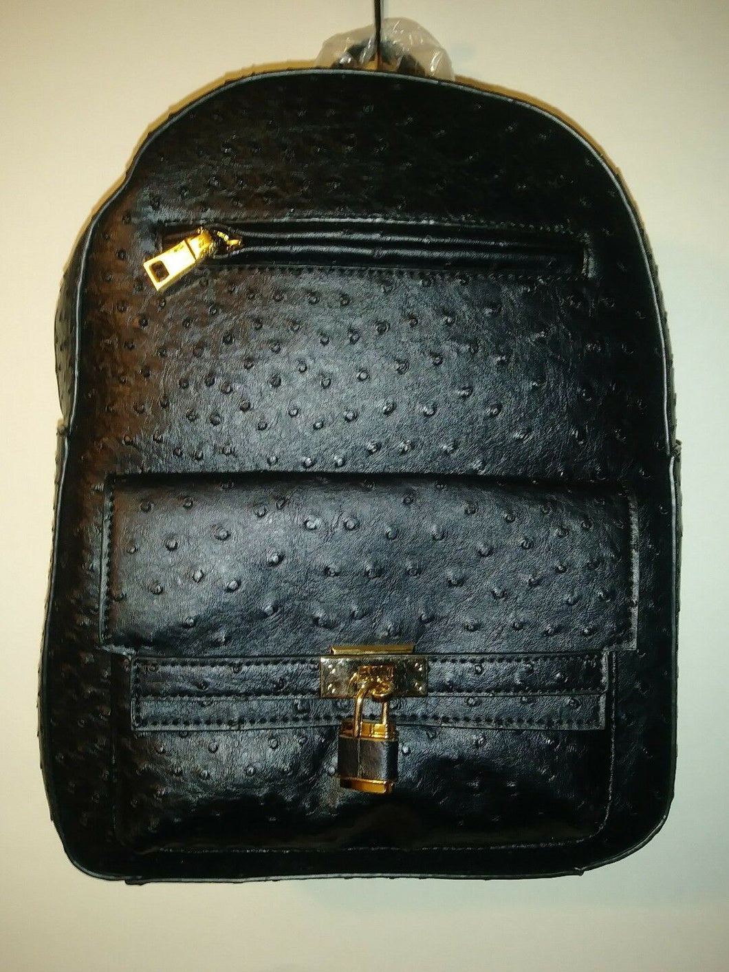 Womens Black Colored Ostrich Leather Inspired Book bag Purse
