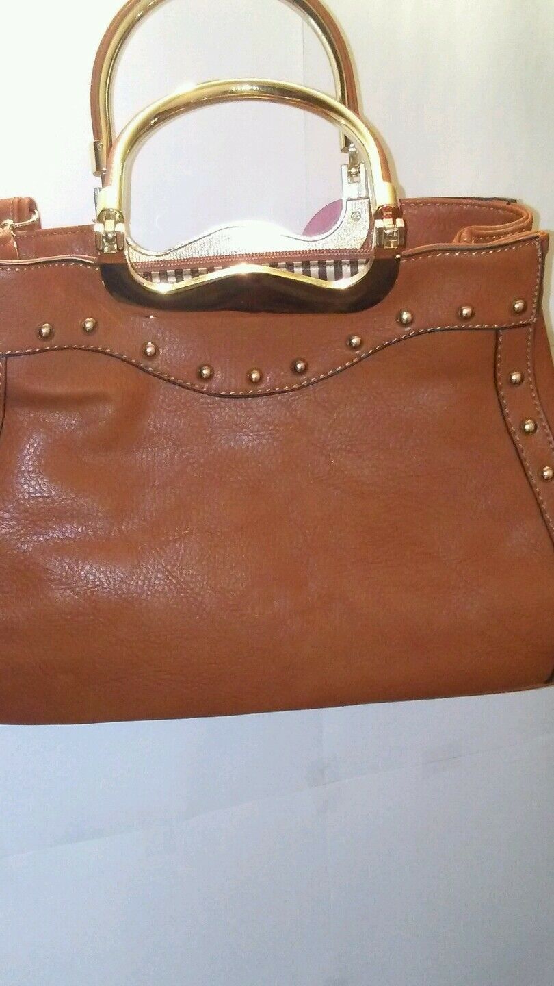 Womens Brown Evening  Purse with Metal Handels