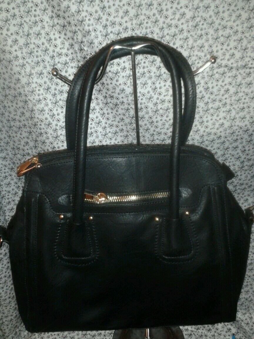 Womens Black Faux Leather Casual Evening Purse