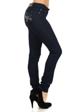 Load image into Gallery viewer, Womens Junior 5 Pocket Navy Blue Skinny Jeans
