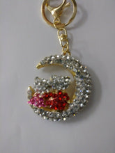 Load image into Gallery viewer, Love Birds Over The Moon Rhinestone Keychain Keyring
