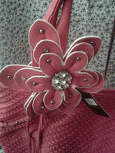 Load image into Gallery viewer, Pink Faux Leather Purse With A Gorgeous Rhinestone Flower
