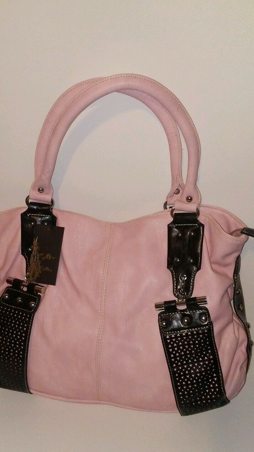 Womens Pink Flamingo Shoulder Purse with Studd Detail