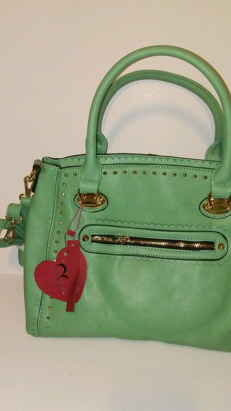 Womens Mint Green Apple Shoulder Handbag Purse With Gorgeous Studs