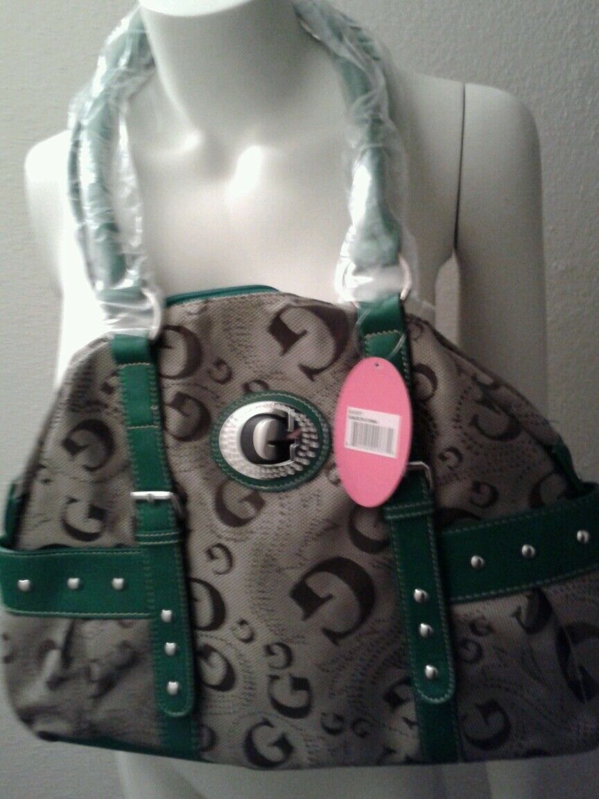 Womens G Green Faux Leather And Tweeded Cute Shoulder Purse