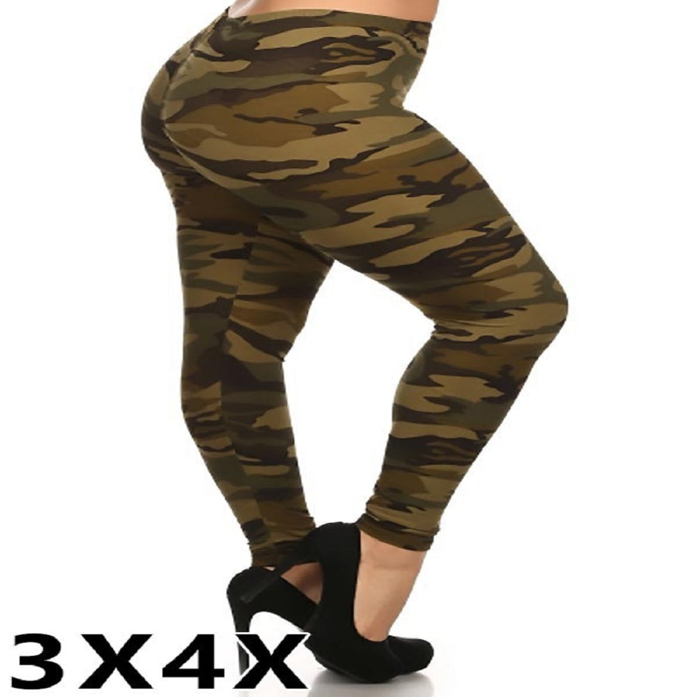 Womens Army Camoflauge Plus Size Leggings XL, 1X, 2X