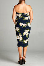 Load image into Gallery viewer, Womens Flower Power Navy Blue Summer Beach Halter Tube Bodycon Dress 1X 2X 3X
