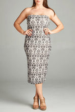 Load image into Gallery viewer, Womens Black Damesh Paisley Designed Strapless Plus Size  Dress XL, 2X, 3X
