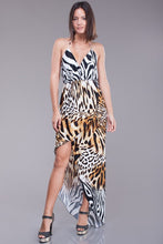 Load image into Gallery viewer, Womens Animal Print Backless High Low Summer Beach Dress S, M, L
