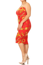 Load image into Gallery viewer, Womens Red Strapless Bodycon Dress
