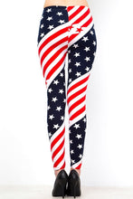 Load image into Gallery viewer, Womens  July Fourth Independence day Red White And Blue Stars and Stripes Leggings S, M, L
