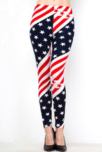 Load image into Gallery viewer, Womens  July Fourth Independence day Red White And Blue Stars and Stripes Leggings S, M, L
