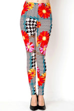 Load image into Gallery viewer, Womens Floral Checkered Fall Leggings S M L
