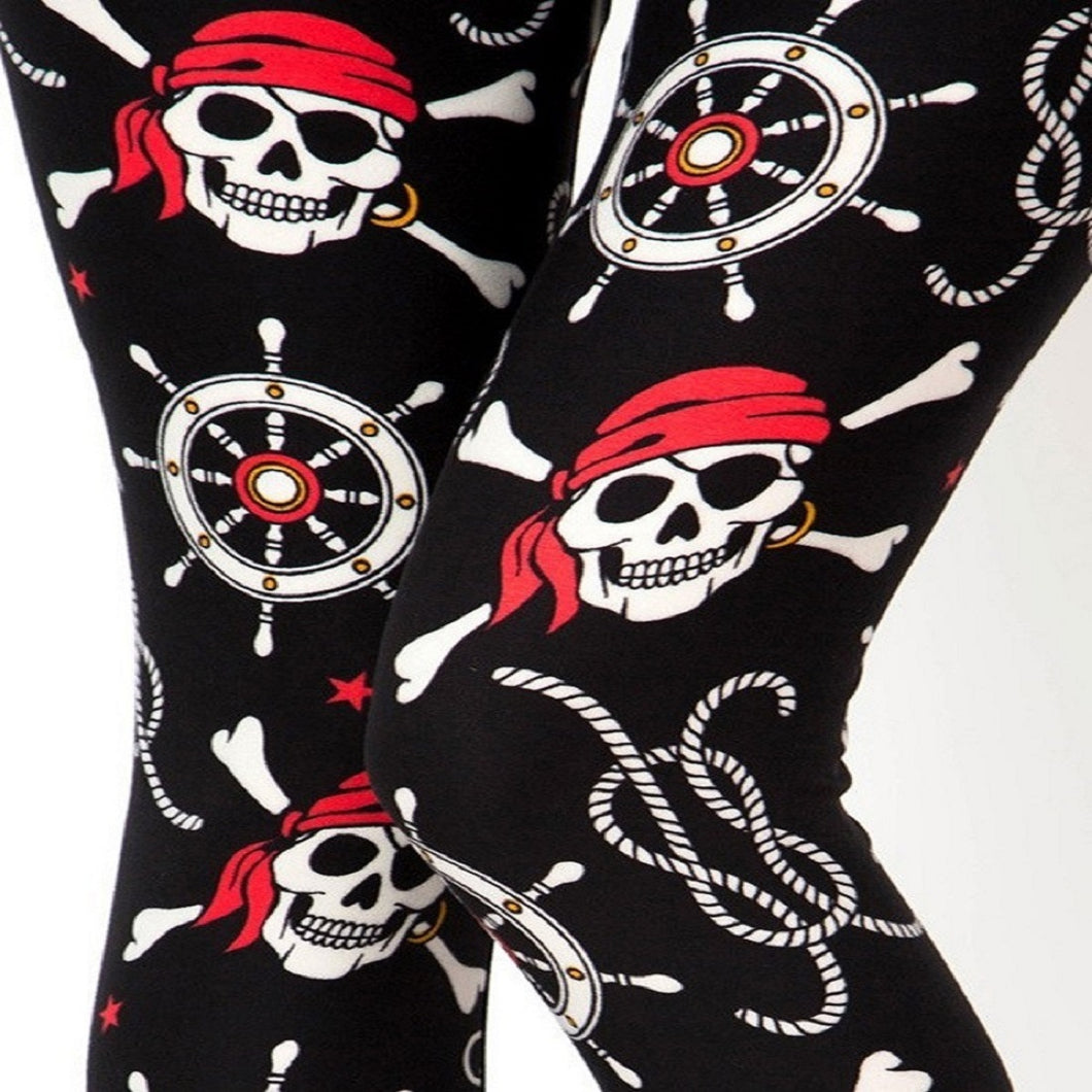Womens Pirate Skeleton Bone Halloween Inspired Leggings S M L