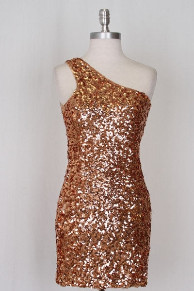slim fit dress slacks Rose Gold One Shoulder Sequin Gown Rose Gold / Small