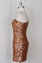 Load image into Gallery viewer, Womens Brown Copper Colored Sequin Party Club Cocktail Dress
