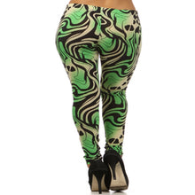Load image into Gallery viewer, Womens Green Cheetah Plus Size Leggings 2X, 3X
