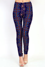 Load image into Gallery viewer, Womens Blue Aztec Tribal Leggings S M L
