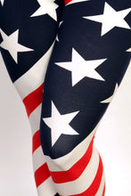 Load image into Gallery viewer, Womens Plus Size July Fourth Independence day Red White And Blue Stars and Stripes Leggings
