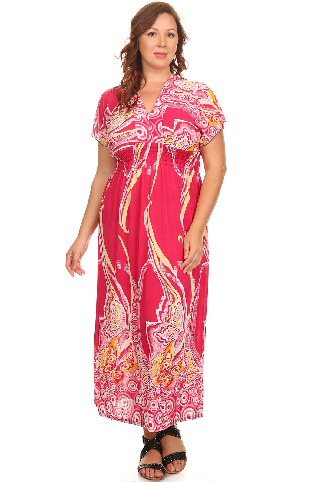 Womens Fuschia Pink Maxi Dress 2X, 3X ,4X