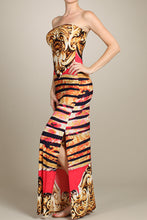 Load image into Gallery viewer, Women Abstract Print Dark Coral Sleeveless Body Con Maxi Dress SIZE S
