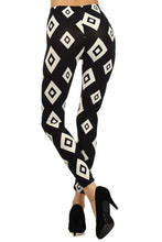 Load image into Gallery viewer, Womens Black And White Diamond Shaped Leggings S M L
