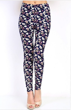 Load image into Gallery viewer, Womens Floral Extravaganza Navy Blue Leggings S M L
