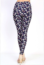 Load image into Gallery viewer, Womens Floral Extravaganza Navy Blue Leggings S M L

